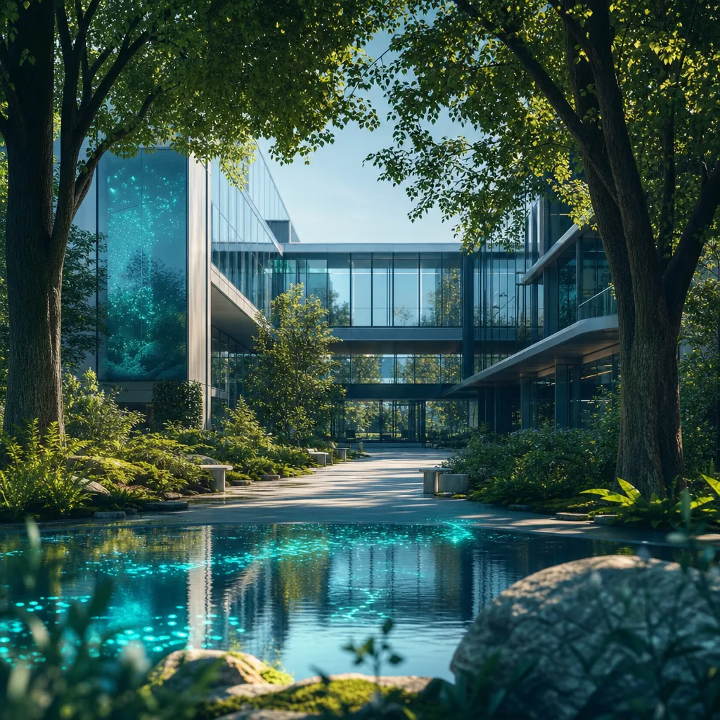 University research courtyard with trees