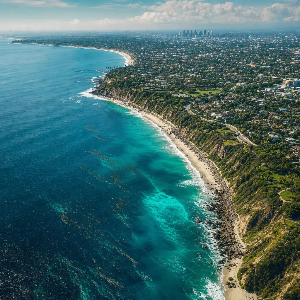 Aerial Los Angeles coastline