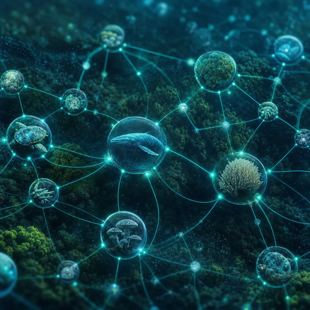 Glowing network of biodiversity data nodes